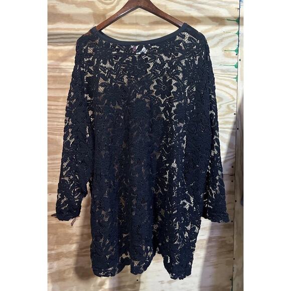 VTG Fishnet 24W Crochet Pullover Tunic Floral Festival Cottage Whimsigoth Witchy - Picture 2 of 7